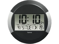 HAMA 222214 Funkwanduhr Ischia, Schwarz / Silber