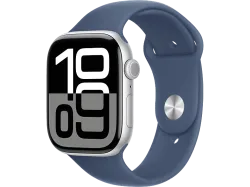 Apple Watch Series 10 GPS, 46mm, Silver Aluminium / Denim Sport Band M/L