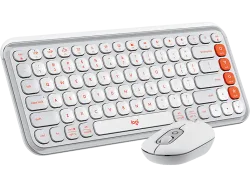 LOGITECH POP Icon Combo, Tastatur & Maus, Kabellos, Offwhite und Orange