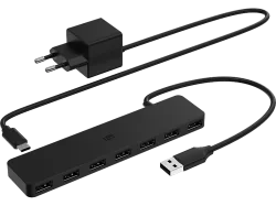 ISY IHU 3002 7-Port, USB Hub, Schwarz