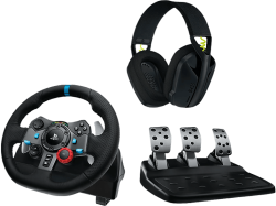 Logitech G G29 EU + G435 - BLACK Gaming Headset + Gaming Lenkrad – PC Gaming Controller – schwarz