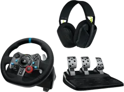 Logitech G G29 EU + G435 - BLACK Gaming Headset + Gaming Lenkrad – PC Gaming Controller – schwarz