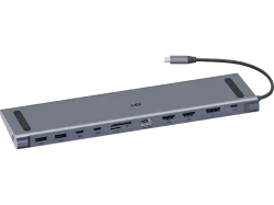 ISY IDO-1100 USB-C Multiport Docking Station + Power Delivery, Aluminium grau