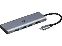 ISY IAD 1016-1 USB-C Adapter, Silber Aluminium