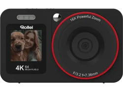 ROLLEI Compactline 64 Dual Screen Digitalkamera Schwarz, Kein opt. Zoom, 2.8 IPS-Display auf der Rückseite + 1.4 Display Vorderseite