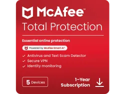 McAfee Total Protection - 5 Geräte 1-Jahres-Abonnement Multiplattform [Deutsch, Französisch, Italienisch]