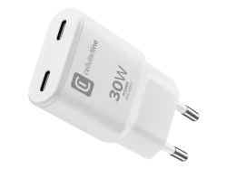CELLULARLINE ACHUSBC2GANSL30WW USB-C Duo GaN Reiselader Universal 30 W, Weiss