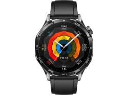 HUAWEI WATCH GT 5 (46 mm) Smartwatch Edelstahl, Polymer-Komposit Fluorelastomer, 140?210 mm, Schwarz