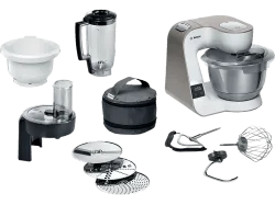 BOSCH MUM5XW34 Küchenmaschine mit Waage Champagne/Weiss (Rührschüsselkapazität: 3.9 l, 1000 W)