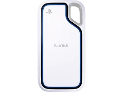 SANDISK Extreme Portable SSD für PlayStation 5-Konsole und PC, 1 TB, Festplatte, Weiss/Blau