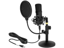 DELOCK 66300 Mikrofon Set für Podcasting und Gaming, Schwarz