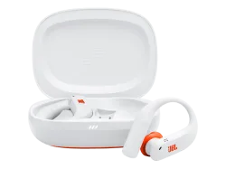 JBL Endurance Peak 4 In Ear Kopfhörer Kabellos, Bluetooth® Weiß Noise Cancelling Ladecase, Ohrbügel, Schweißresistent,