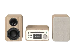 PURE Classic Stereo Mini Stereosystem (Baumwoll-Weiss/Eiche)