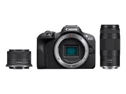 CANON EOS R100 Body + RF-S 18-45mm F4.5-6.3 IS STM RF 75-300mm F4-5.6 Systemkamera mit Objektiv 18 - 45 mm / 75 300 mm, 7.5 cm Display, WLAN