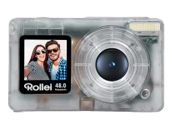 ROLLEI Compactline Pocket Transparent Digitalkamera Clear, Kein opt. Zoom, 2,4 IPS-Display auf der Rückseite (320 x 240 Pixel), 1.3 Vorderseite (240 Pixel)