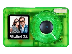 ROLLEI Compactline Pocket Transparent Digitalkamera Grün, Kein opt. Zoom, 2,4 IPS-Display auf der Rückseite (320 x 240 Pixel), 1.3 Vorderseite (240 Pixel)