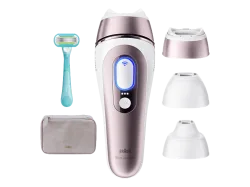 BRAUN Smart IPL Skin i·expert PL7321, 3 smarte Aufsätze Professionelle Haarentfernung Weiss/Gold