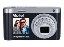 ROLLEI Compactline 12x Digitalkamera Schwarz, opt. Zoom, 2.88 LCD (IPS) Display auf der Rückseite + 1.54 Vorderseite