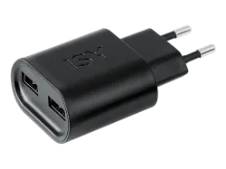 ISY IWC-5000-2 USB- A Reiseladegerät Universal, 5 V 12 W (geteilt), Schwarz