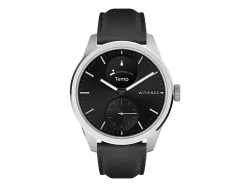 WITHINGS ScanWatch 2 (42 mm) Premium-Paket Hybrid Smartwatch Edelstahl Fluorelastomer, Leder, Armband Breite: 20 mm, Schwarz/Silber