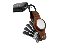 KEYSMART Air Genuine Leather Compact KS040-BRN-LEA Key Holder for AirTag, Brown