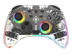 DELTACO Nintendo Switch 2 GAM-198-T RGB Wireless Controller Transparent für 2, Switch, OLED, PC