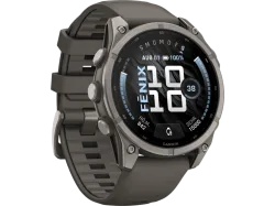 GARMIN f?nix® 9 (47 mm) Multisport GPS-Smartwatch Faserverstärktes Polymer mit Titan-Rückseite Silikon, 125-208 mm, Kieselgrau/Titan