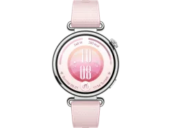 HUAWEI WATCH GT 7 (41 mm) Smartwatch Vorderes Gehäuse: Edelstahl, Hintere Abdeckung: schwarzer Kunststoff Fluorelastomer, 120 - 190 mm , Edelstahl/Pink