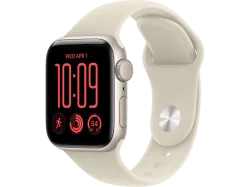 APPLE Watch SE 3 (GPS) 40 mm Smartwatch Aluminium Gummi, 130 - 180 (S/M), Starlight/Sand Sport Band