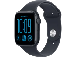APPLE Watch SE 3 (GPS) 44 mm Smartwatch Aluminium Gummi, 160 - 210 (M/L), Midnight/Navy Blue Sport Band
