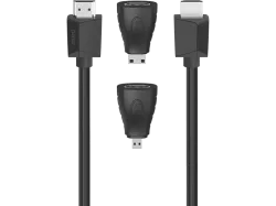 HAMA 200705 HS HDMI 4K W/2XHDMI ADP 1.5M - HDMI-Kabel (Schwarz)