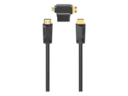 HAMA 205162 HS HDMI M/M 1.5M & ADP - HDMI-Kabel (Schwarz)