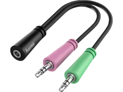 hama 00200351 Audio-Adapter, 2x 3pol. 3,5-mm-Klinke-Stecker - 4pol. 3,5-mm-Klinke-Headset