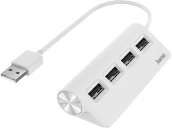 Hama -  Hub USB-A 2.0 4x Ports 480 Mbit/s Weiß, Weiss