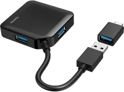 hama 00200116 USB-Hub, 4 Ports, USB 3.2 Gen1, 5 Gbit/s, inkl. USB-C Adapter