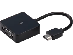 ISY IAD-1007 - HDMI auf VGA-Adapter mit 3.5 mm Audioanschluss, 12 cm, Schwarz