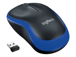 Logitech Kabellose Ergonomische Optische Maus M185 Für Rechts- und Linkshänder USB-A Nano Receiver Schwarz, Blau