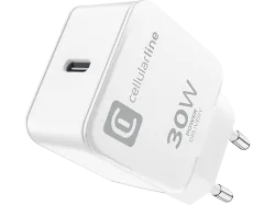 Cellularline USB Ladegerät 30 W USB-C® USB PD Weiß Steckdose Schnellladegerät, USB Power Delivery (USB-PD)