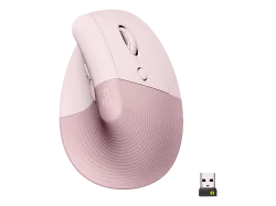 Logitech - Lift Maus rechts RF Wireless + Bluetooth Optisch 4000 DPI, Pink