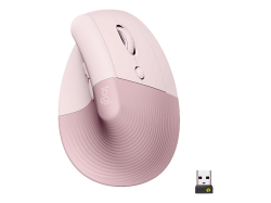 Logitech - Lift Maus rechts RF Wireless + Bluetooth Optisch 4000 DPI, Pink