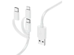 Hama USB-Kabel USB 2.0 USB-A Stecker, USB-C® Stecker, Apple Lightning Stecker, USB-Micro-A Stecker 1 m Weiß 00201535
