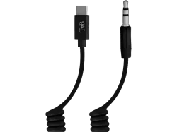 TNB TCTWISTJAC - USB Typ-C auf Klinke 3.5 mm Spiralkabel (Schwarz)