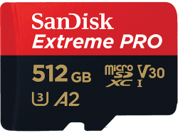 SanDisk - Ext PRO microSDXC +SD /s (512 GB, U3, UHS-I), Rot Bunt, 512 GB