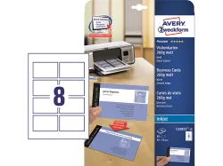 AVERY ZWECKFORM Visitenkarten 85x54mm C32015-10 weiss, matt, 260g/m2 80 Karten
