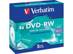 Verbatim 43285 DVD-RW Rohling 4.7 GB 5 St. Jewelcase Wiederbeschreibbar