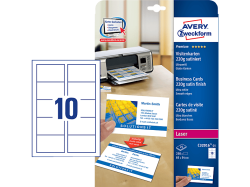 AVERY ZWECKFORM Visitenkarten doppels. 85x54mm C32016-25 Laser,220g,weiss 25Bl./10Stk.