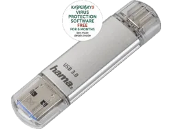 HAMA 124163 C-LAETA 64GB USB3 SILVER - USB-Stick (64 GB, Silber)