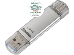 Hama - FlashPen C-Laeta - 32GB USB 3.1/USB 3.0 Type-C 40MB/s, Silber, 32 GB