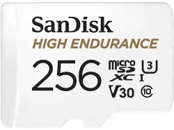 SanDisk - High Endurance Monitoring (microSDXC, 256GB, U3, UHS-I), Weiss, 256 GB