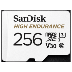SanDisk - High Endurance Monitoring (microSDXC, 256GB, U3, UHS-I), Weiss, 256 GB